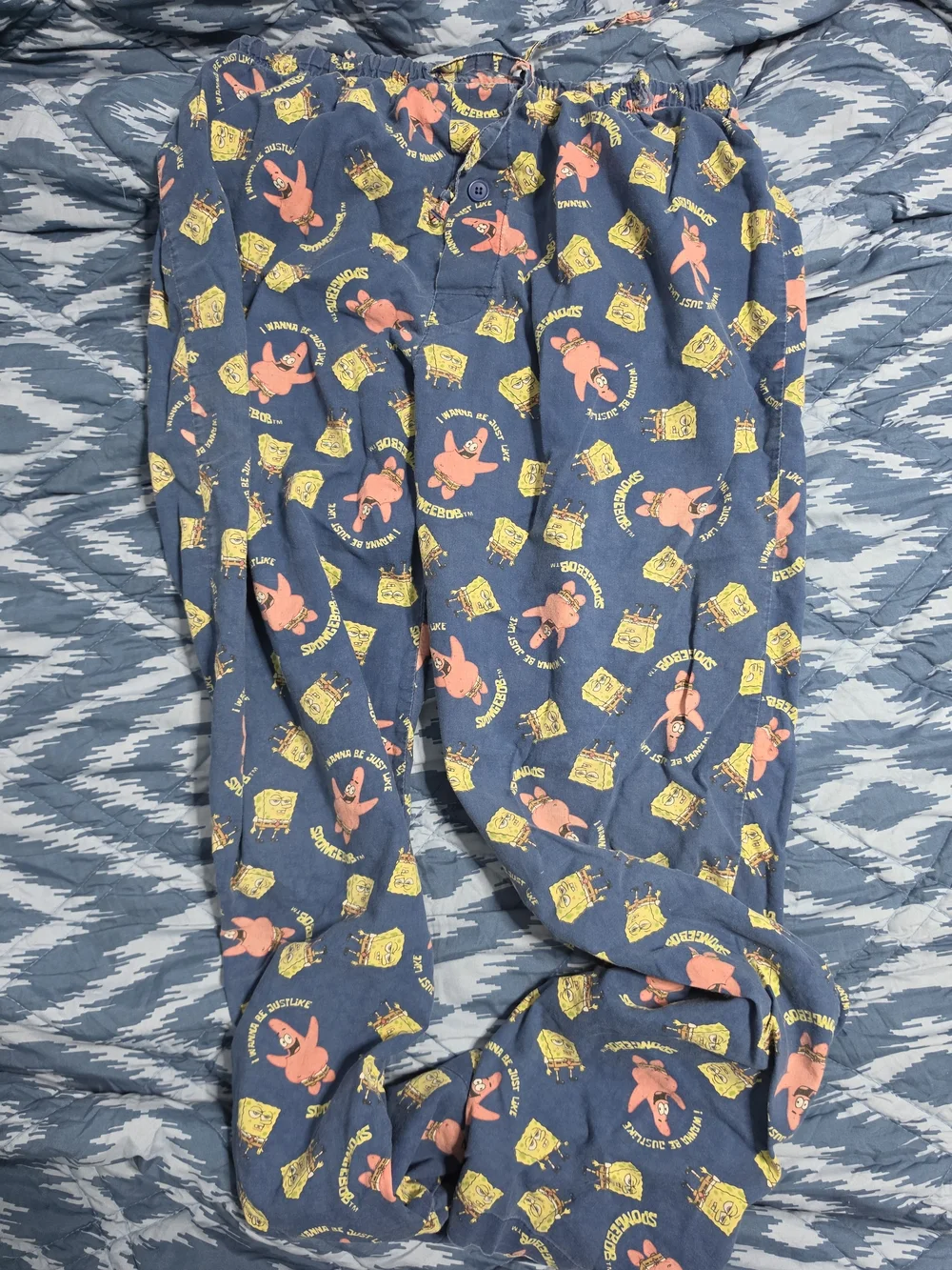Nickelodeon SpongeBob & Patrick Pajama Pants - Blue with Pink & Yellow Print